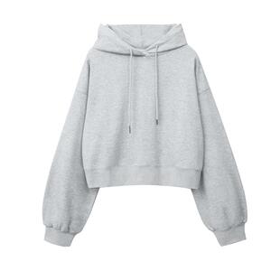 唐狮小个子短款灰色连帽卫衣女春秋2026新款春秋薄款上衣女外套VB
