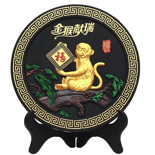 生肖猴摆件炭雕金猴子小礼品工艺品酒柜摆设家居客厅电视柜装饰品