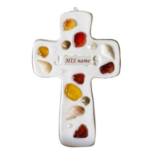 J/J手工粘土贝壳冰箱贴挂饰十字信仰圣诞节生日定制礼物他的名