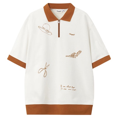 VANGOLF刺绣线条艺术短袖POLO衫
