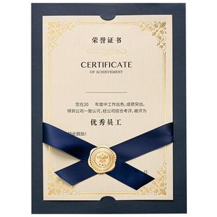 丝带荣誉证书定制a4内页内芯烫金竖版横版聘书打印企业优秀员工教师学生幼儿园结业证书高档封皮奖状