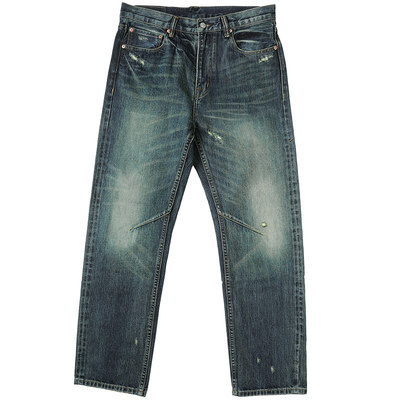 MBBCAR窄幅赤耳磨破水洗直筒裤