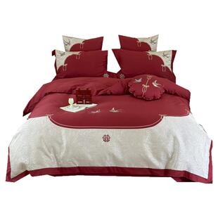 金喜鸟中式婚庆100支全棉结婚四件套纯棉全棉2025新款陪嫁床品