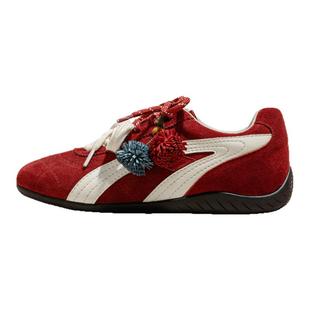 真皮红色德训鞋女款2026新款春季百搭内增高运动休闲鞋厚底女鞋子