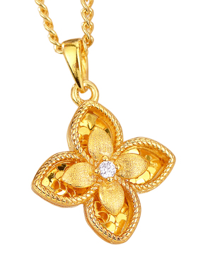 四叶草鎏金颈链镶钻锁骨链