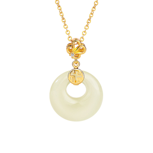 石方界和田玉福气平安扣项链女S925银鱼玉髓吊坠高级感送女友礼物