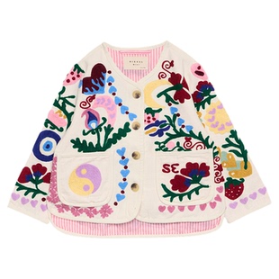 现货Little丹麦Sissel Edelbo FW25儿童亲子刺绣夹克外套裤子