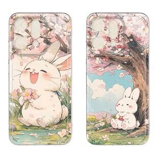 适用于opporeno14手机壳新款女reno14pro卡通兔子13/12PRO透明软壳11/10/9散热外壳保护套8/7/6/5防摔后盖