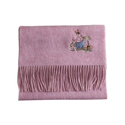 双面流苏卡通刺绣羊毛围巾女冬季