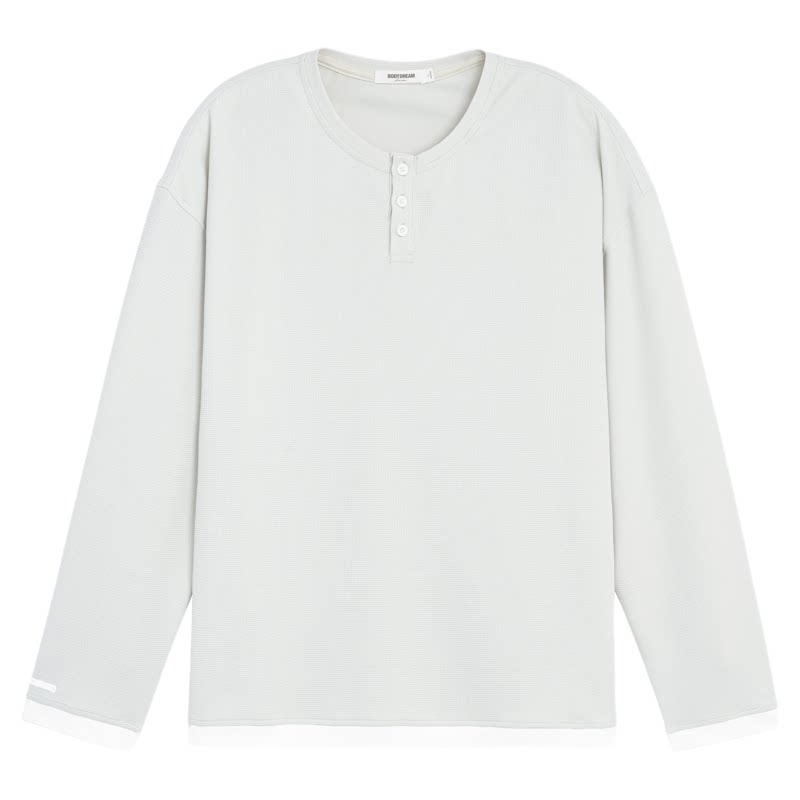 BODYDREAMHOME可外穿时尚家居服男亨利领长袖居家服速干睡衣套装