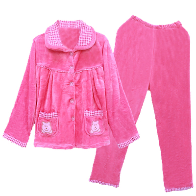 女士珊瑚绒睡衣法兰绒家居服