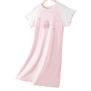 美乐蒂女童睡裙25新款儿童莫代尔家居服中大童女孩睡衣春夏季薄款