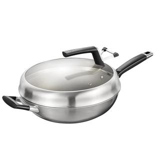 爱仕达炒锅有钛无涂层不粘锅家用炒菜锅电磁炉燃气灶专用平底锅