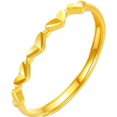 周六福5G黄金戒指计价足金爱心活口女戒首饰节日礼物官方旗舰店