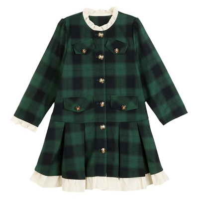 NORNOR女童秋季格纹连衣裙