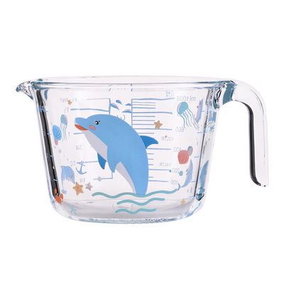 带盖玻璃量杯大容量带刻度有手柄