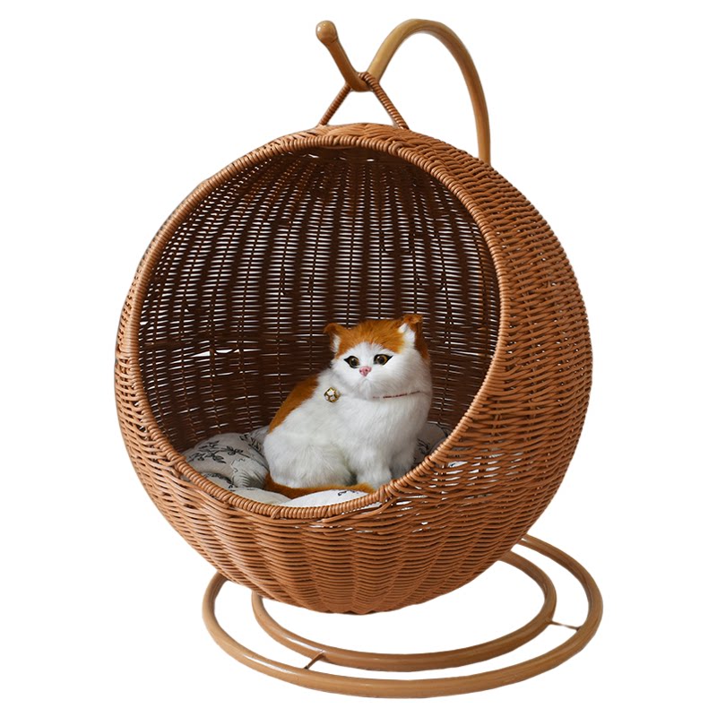 猫咪狗狗铁架+仿藤pp吊篮猫窝