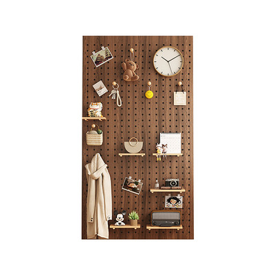 三梦实木洞洞板置物架入户玄关造型墙定制门后展示架挂板2026新款