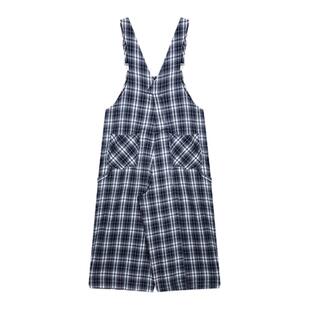 CHU楚妞[拼格]涤棉混纺格纹连体裤2026春季新款女复古宽松背带裤