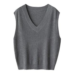 VEE【忆晚风】V领打底减龄三明治叠穿内搭套头针织背心马甲女秋冬