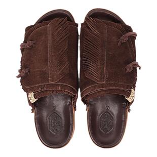 visvim uncle gui CHRISTO夏季新款流苏牛皮增高透气反绒皮拖潮潮