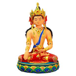 藏式彩绘《释迦牟尼佛》十六世纪11寸家用《释迦摩尼佛》铜像摆件