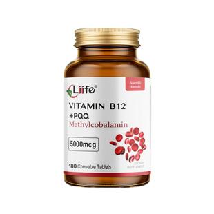 美国进口Liife维生素b12族甲钴胺活性叶酸咀嚼片营养修神经180粒