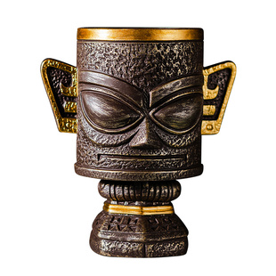 三星堆文创笔筒收纳桶客厅茶室办公室桌面多功能收纳摆件创意礼品