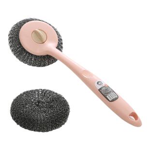 家用长柄锅刷不伤锅厨房清洁洗锅带把刷子去污洗碗钢丝球刷锅神器