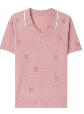 中老年妈妈装桑蚕丝短袖POLO衫