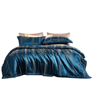 富安娜高端床上四件套丝绵提花A类轻奢床品套件床单高级感被套