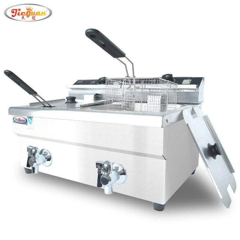 杰冠DF-10L-2台式双缸双筛电炸炉商用油炸机炸薯条油条鸡排机设备