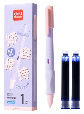 得力矫姿软握胶EF暗尖钢笔套装