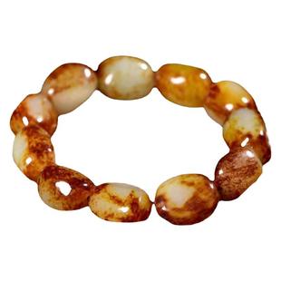 天然新疆和田玉籽料手链原石红沁皮青白玉男女款饰品玉石手串送证