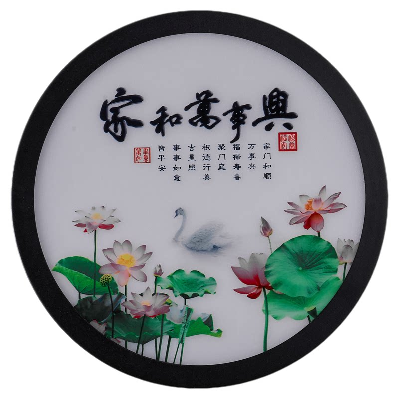 新款楼梯壁灯新中式客厅背景墙壁灯卧室床头灯书房过道圆形壁画灯