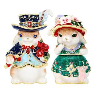 picals首饰盒公爵兔子求婚戒指盒珐琅彩饰品收纳创意新婚结婚礼物