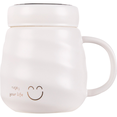 陶瓷马克杯有盖拧盖家用水杯女生新款2025喝水高颜值带盖的杯子