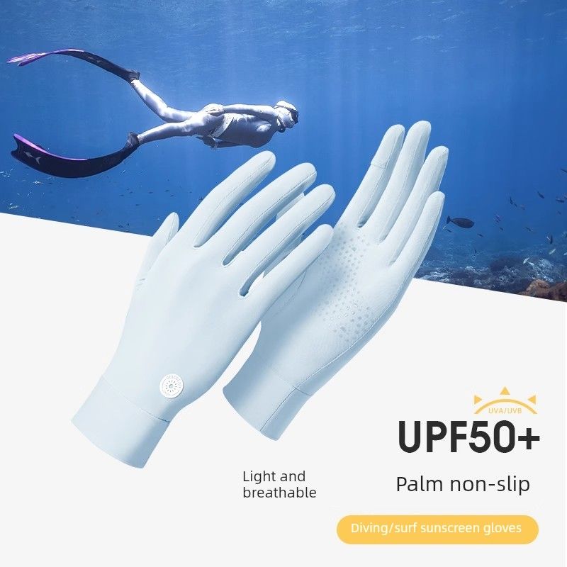 潜水专用手套防晒女式无指冲浪夏季薄冰丝防紫外线户外游泳Upf50+