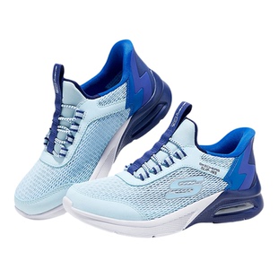 Skechers斯凯奇儿童闪穿鞋春夏网面透气运动鞋男童一脚蹬跑步鞋