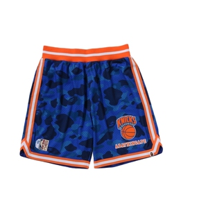 BAPE X M&N联名男装NBA纽约尼克斯队复刻迷彩篮球短裤905531P