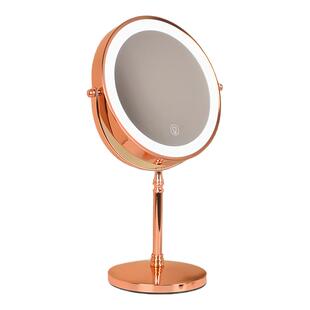 8英寸双面化妆镜 带灯镜子 放大台式LED美容镜桌面梳妆镜充电补光