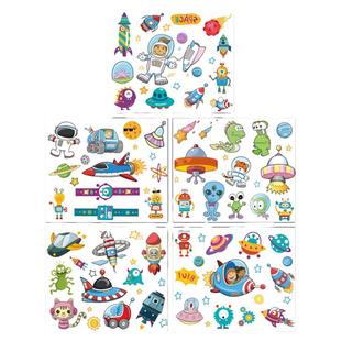杰利儿童纹身贴太空人卡通贴纸装饰小图案转印贴纹身贴女孩水印贴可爱动画安全防水宝宝额头眉心贴纸定制