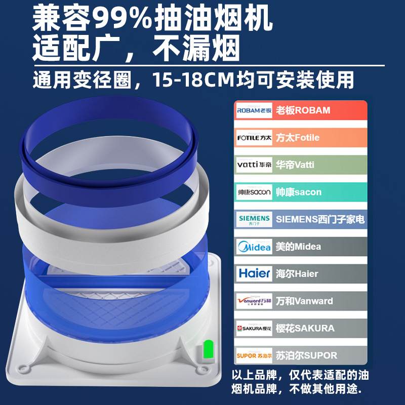 直销厨房烟道专用抽油烟机排烟风管变径止回阀防烟宝单向止烟
