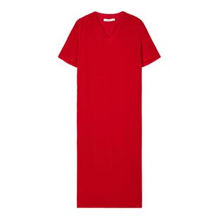 【自然垂感廓形】玛丝菲尔春夏名媛风法式红色百褶连衣裙女