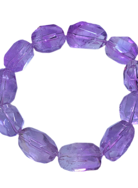 天然冰透紫水晶刻面随形手链礼物