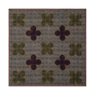 复古纹男士小方巾丝羊毛巾男阿美咔叽领巾衬衫搭配小围巾送方巾扣