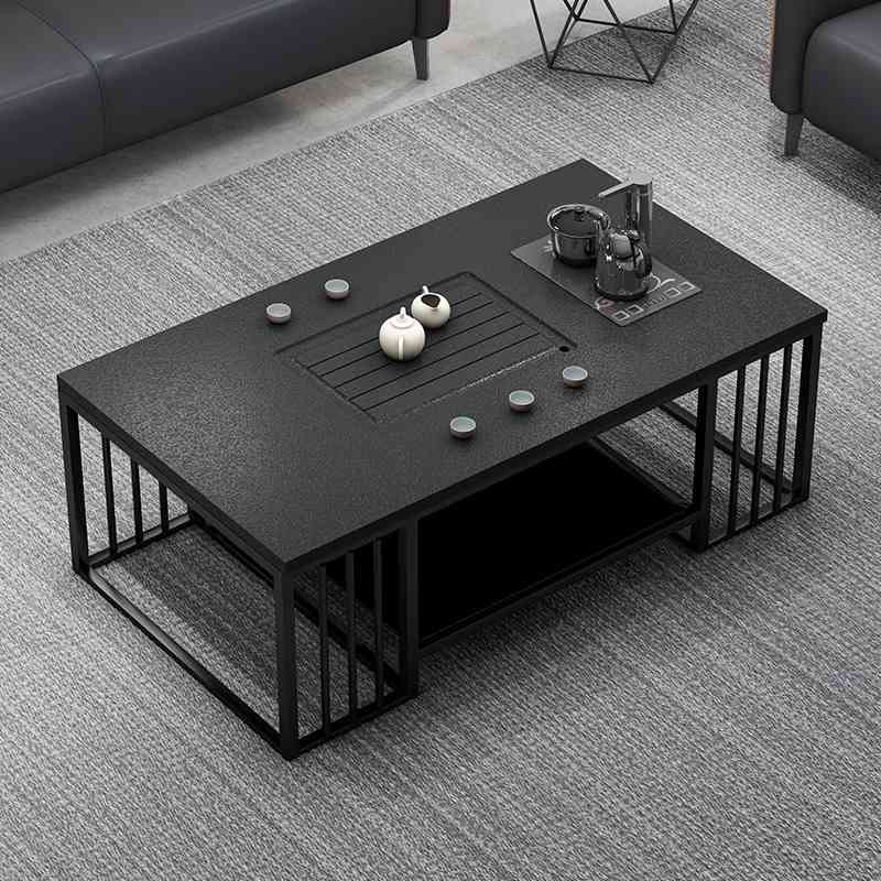 办公沙发 火烧石功夫茶桌 简约现代大理石泡茶台办公茶几带电磁炉