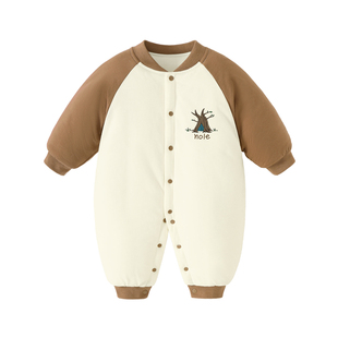 婴儿衣服秋冬季夹棉连体衣儿童保暖加厚棉服幼儿爬服宝宝冬装哈衣