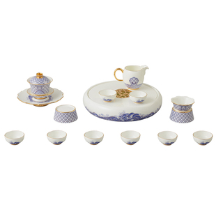 永丰源四海升平18头潮式陶瓷功夫茶具套装茶壶茶杯家用带茶盘