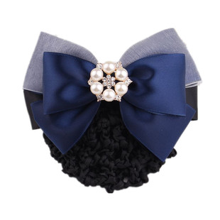 职业头花护士空姐简约发网蝴蝶结银行酒店带网兜工作百搭女头花网